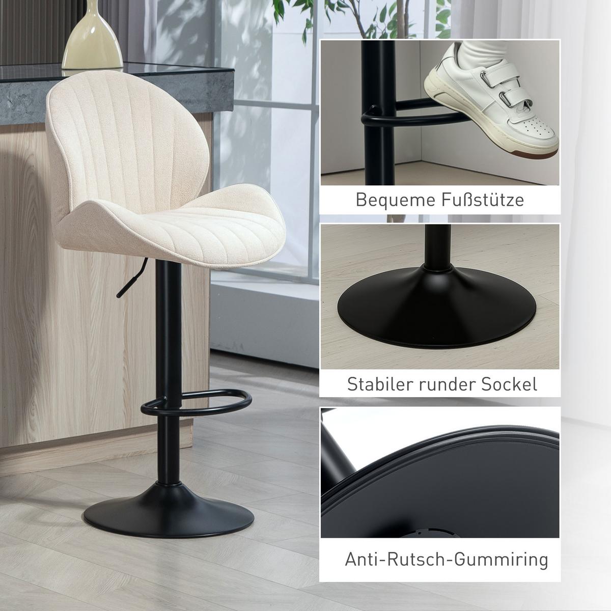 BARHOCKER 2er Set Polyester Stahl Beige - Beige/Schwarz, Textil/Metall (48/115/50cm) - HOMCOM