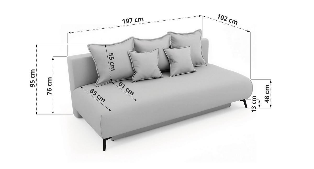 3-SITZER SOFA VIRENO - Beige Velvet - Beige/Schwarz, Textil/Metall (197/95/102cm) - MKS