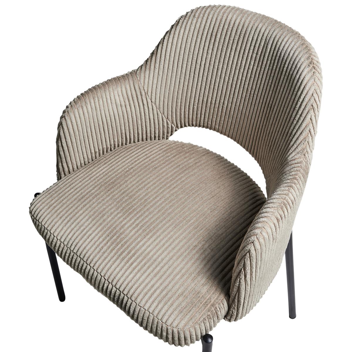 ESSZIMMERSTUHL 2er-Set Cord Taupe Raton - Taupe, Textil (53/81/55cm) - Beliani