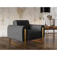 SESSEL Parissa 106 cm - Goldfarben/Grau, Holz/Metall (106/79/92cm) - Selsey