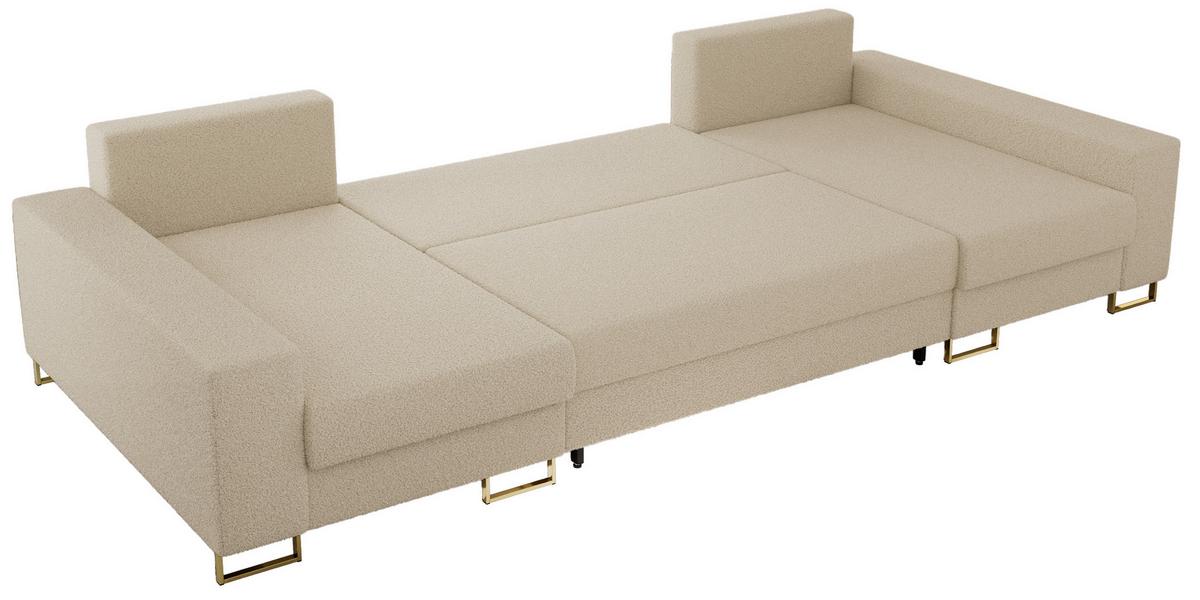 WOHNLANDSCHAFT DORIAN U Bouclé Beige - Beige/Goldfarben, Textil/Metall (312/85/138cm) - MKS