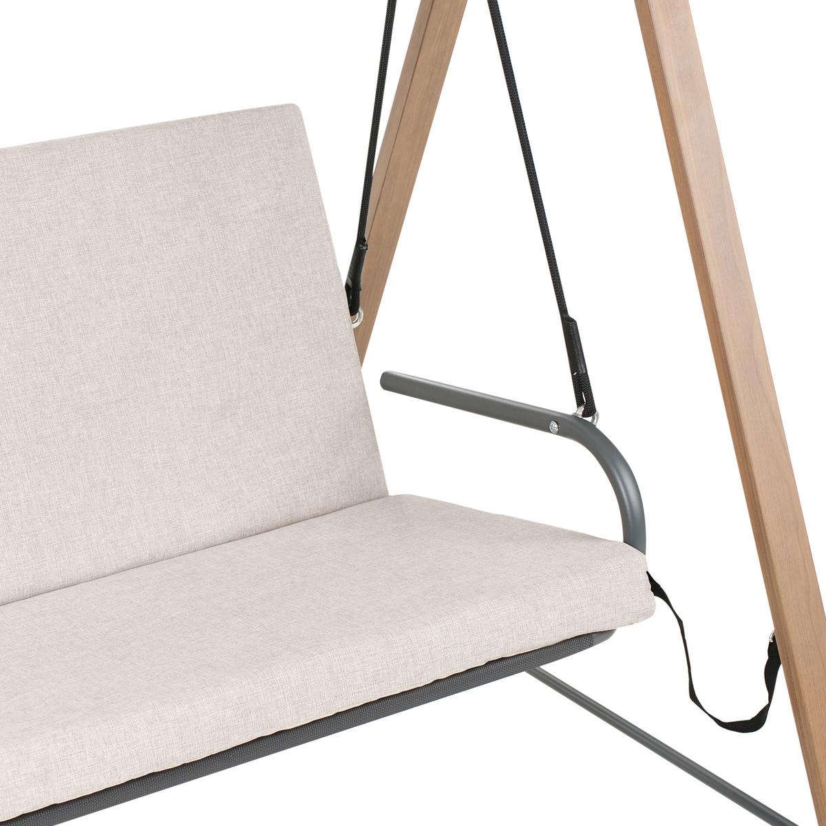 HOLLYWOODSCHAUKEL Metall Beige Bonagia - Dunkelgrau/Beige, Metall (194/172/136cm) - Beliani