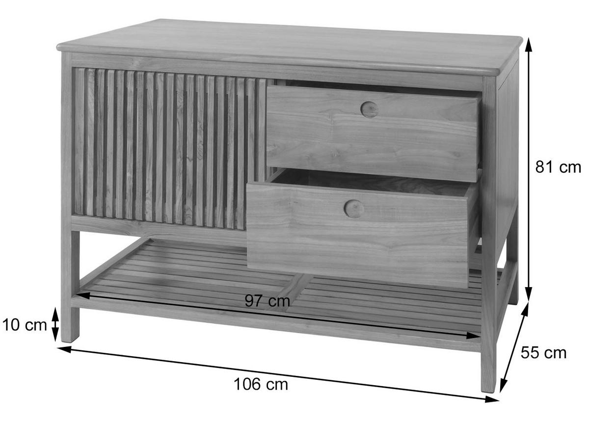 TEAK-WASCHBECKENUNTERSCHRANK Braun - Braun, Holz (106/81/55cm) - MCW