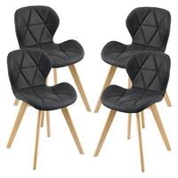 ESSZIMMERSTUHL-SET 4 TLG. Älmhult - Schwarz, Leder (47/78/52cm) - [en.casa]