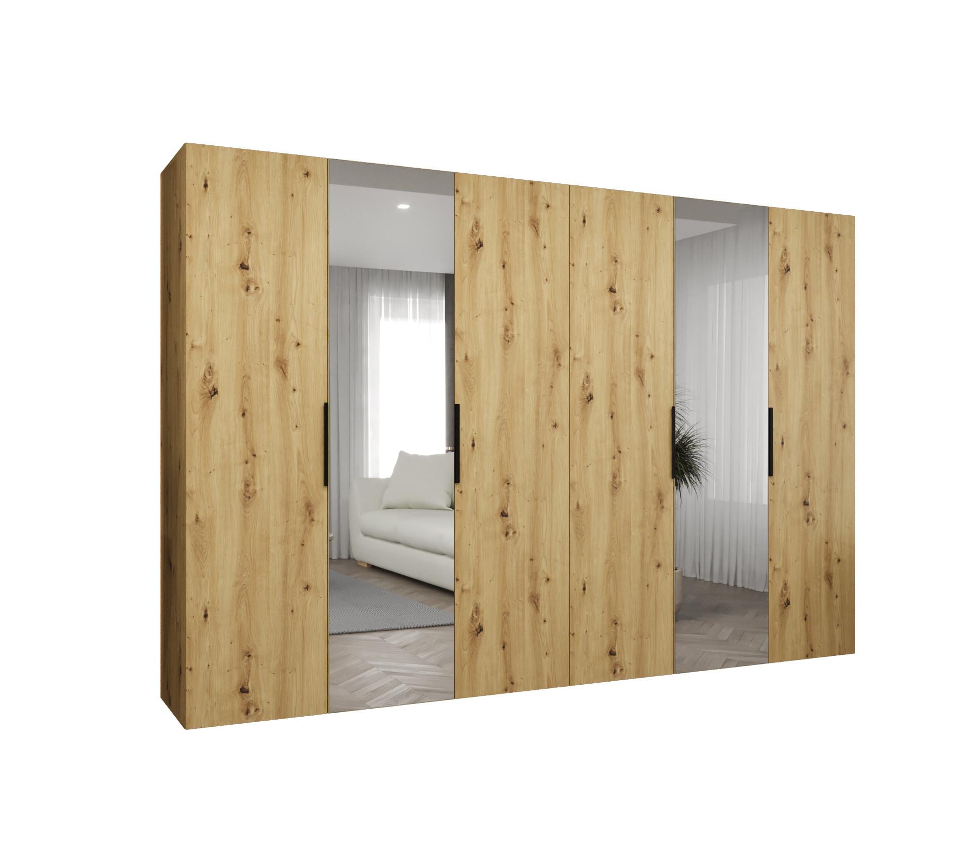 DREHTÜRENSCHRANK 202/300/52 6-türig - Kaschmir/Schwarz, Holz (300/202/52cm) - MÖBEL KRYSPOL