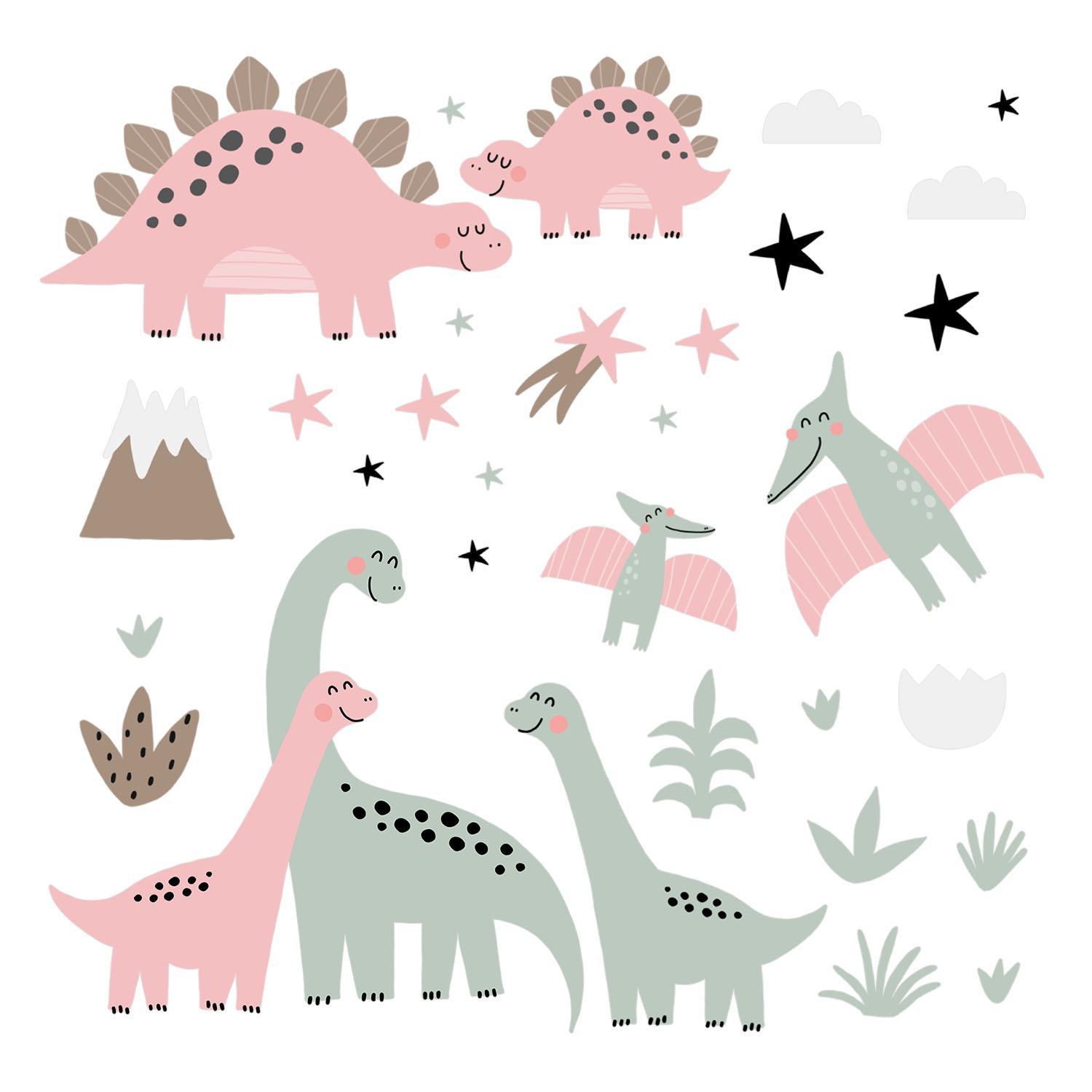 WANDAUFKLEBER 60x96cm - Dinosaurier wilde Vegetation - Multicolor, Kunststoff (60/96/0.1cm) - Wallfluent