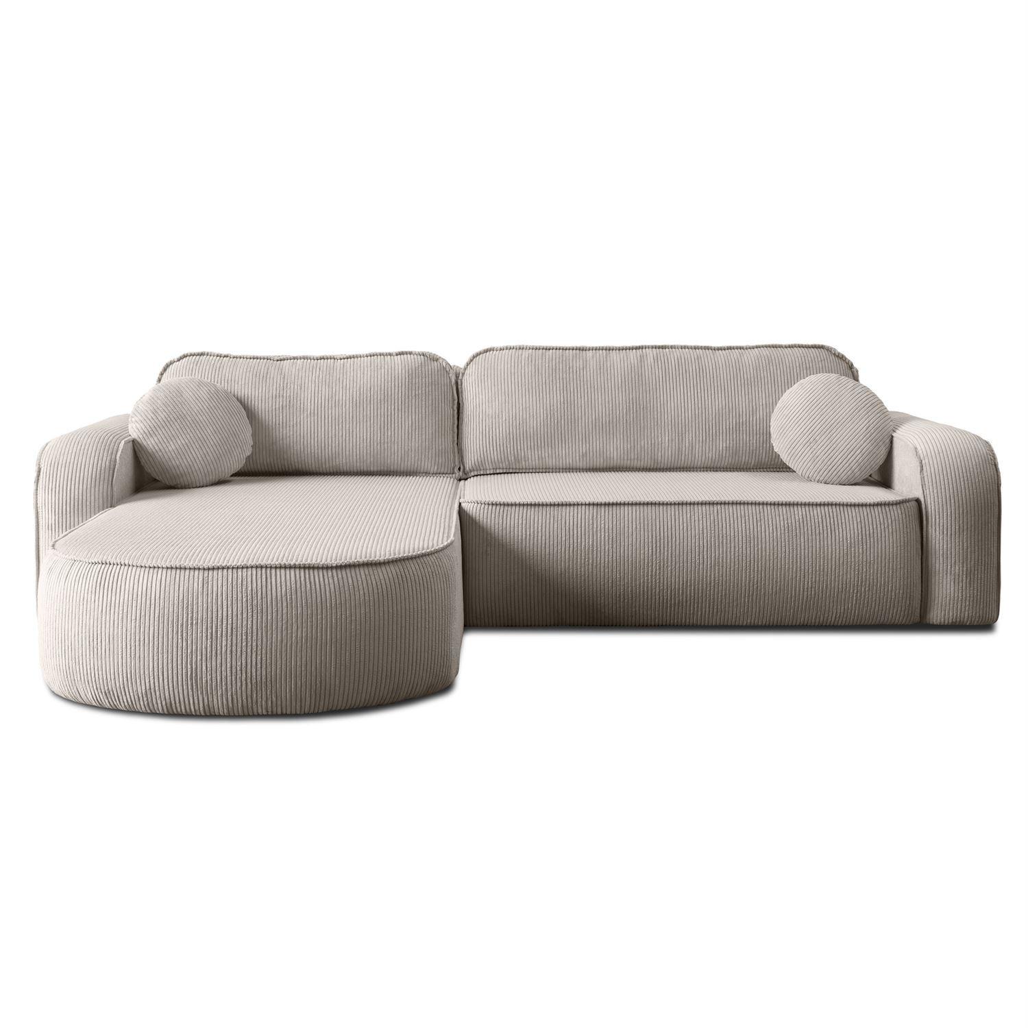 ECKSOFA VENUS mit Schlaffunktion und Bettkasten, Poso 02 - Beige, Textil (275/178cm) - Lookway