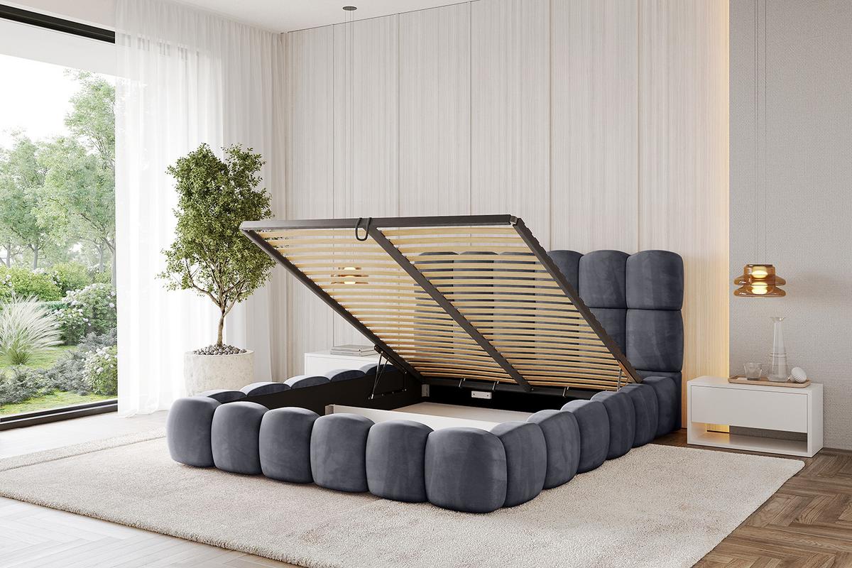 POLSTERBETT mit Bettkasten und Lattenrost, Boxbett ohne Matratze - LEYA 160x200 Dunkelgrau - Dunkelgrau, Holzwerkstoff/Textil (160/200cm) - ALTDECOR