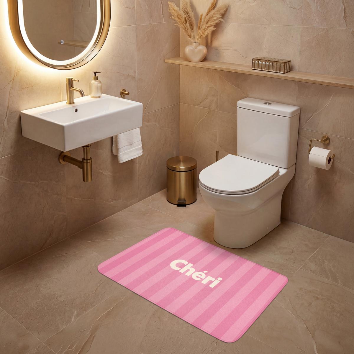 WC-VORLEGER Gestreift - Rosa - Chéri Toilettenteppich 80x50 cm - Pink, Textil (80/1cm) - OnlyWow