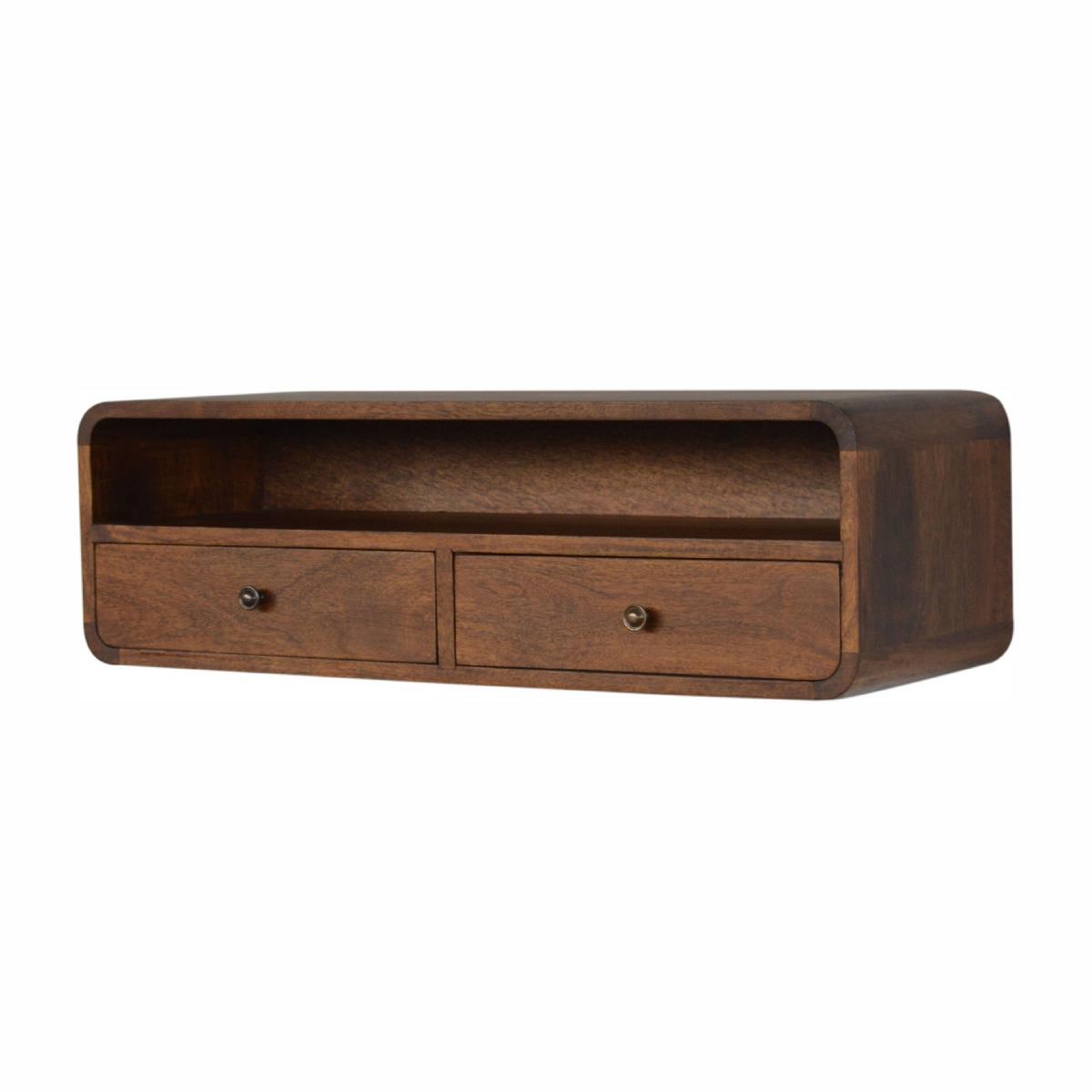 KONSOLENTISCH mit 2 Schubladen, 1 Offener Stauraum, Wandmontiert, Braun - Messingfarben/Braun, Holz/Metall (80/25/32cm) - Artisan Furniture