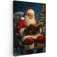 LEINWANDBILD Weihnachtsmann - Weihnachten - Winter - Weihnachtsbaum Deko XXL 80x120 cm - Bordeaux, Textil (80/120cm) - MuchoWow