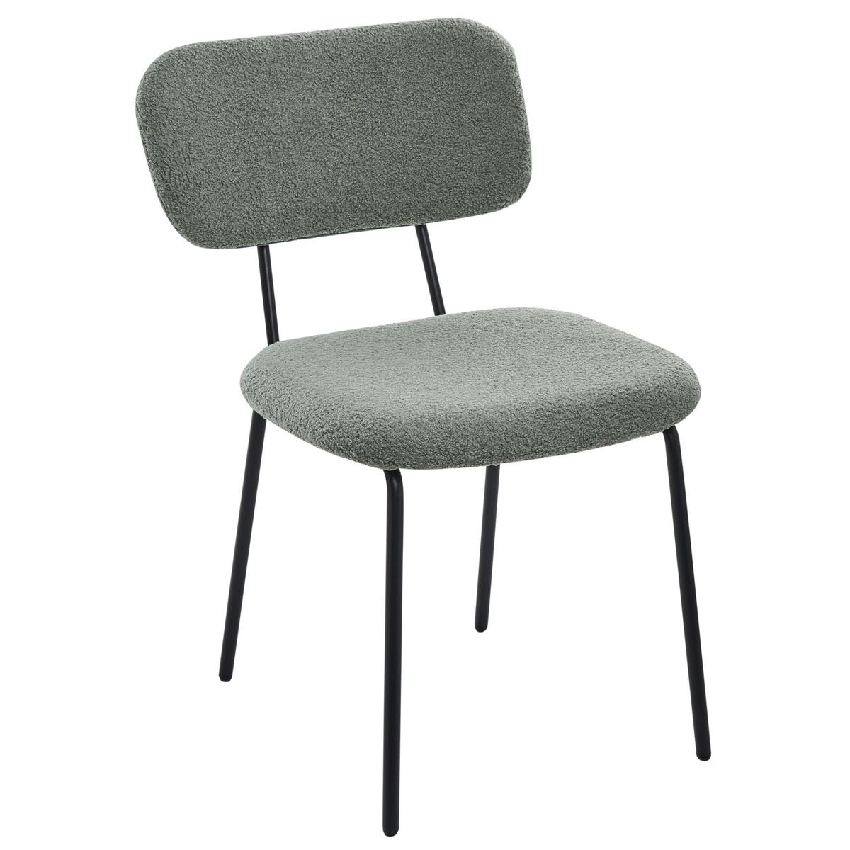 STUHL 2er-Set Bouclé Hellgrün Adair - Hellgrün, Textil (52/83/63cm) - Beliani