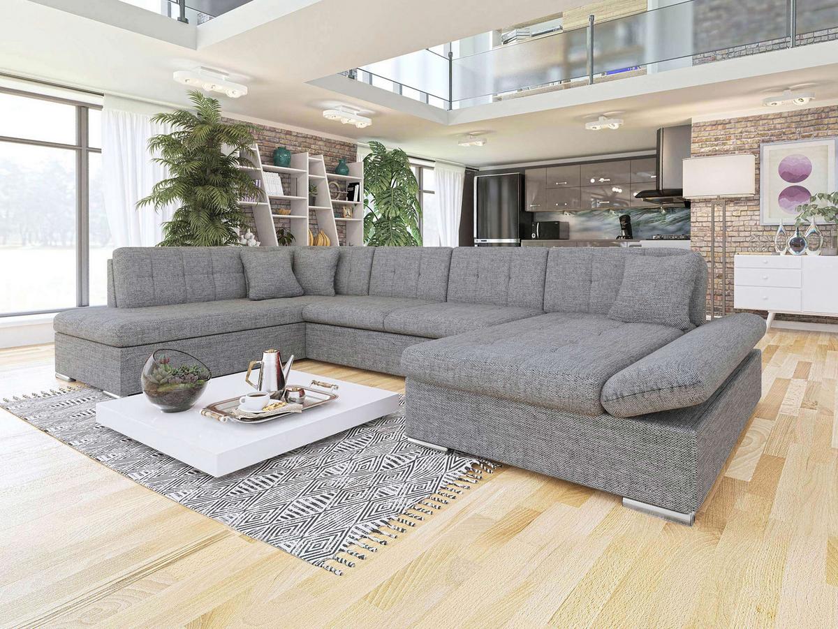 ECKSOFA Bergen, Seite: Rechts - Silberfarben/Grau, Holz/Textil (345/76/205cm) - MIRJAN24
