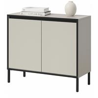 KOMMODE Sand / Kaschmit mit Schwarz, 2-türiges Sideboard mit 4 Fächern 92 x 83 cm - Sandfarben/Kaschmir, Holzwerkstoff/Metall (83/83/38cm) - Inn.Furn