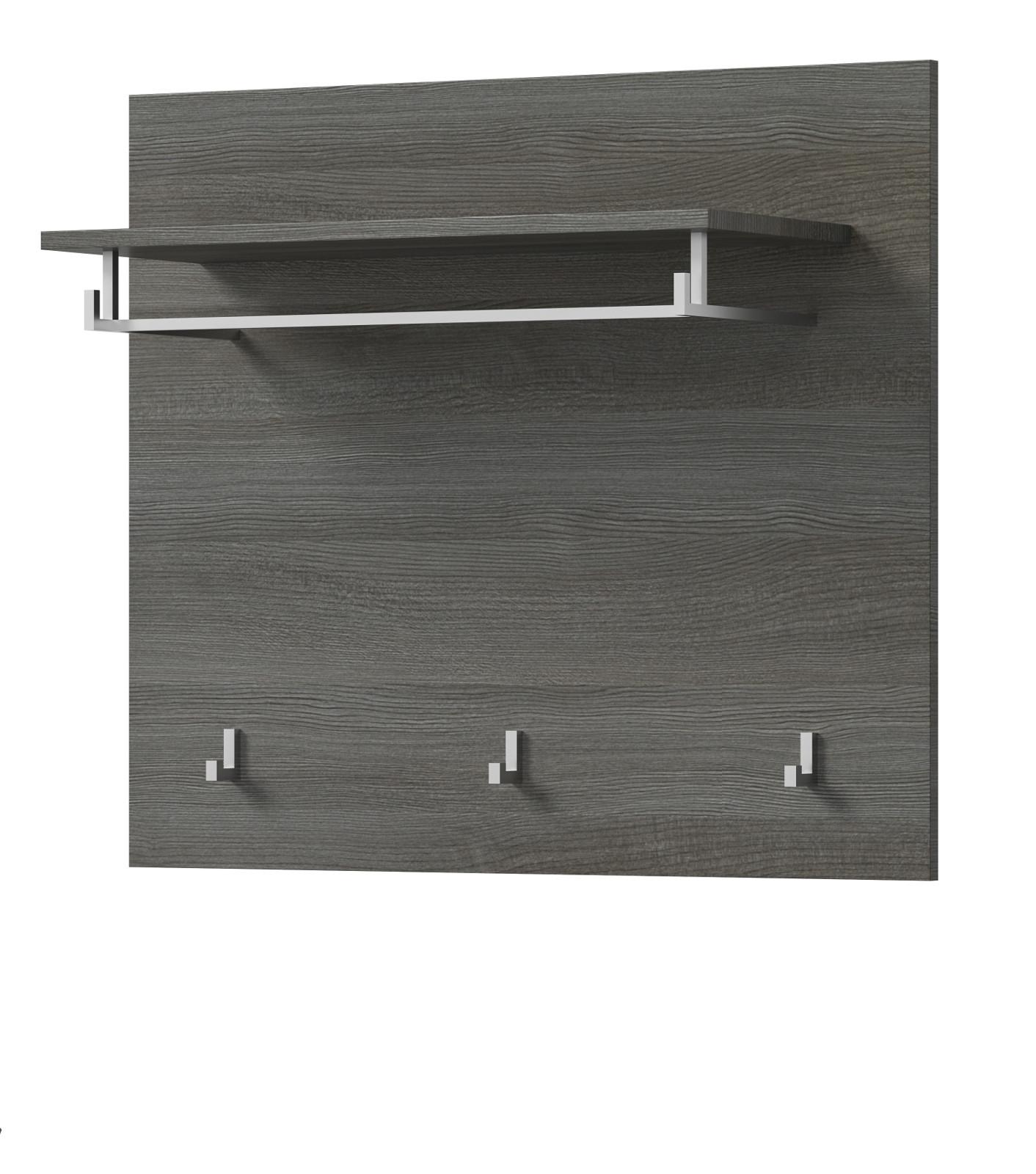 GARDEROBENPANEEL grau 80 x 70 cm, Flurgarderobe mit Kleiderstange und Haken - Grau, Holzwerkstoff/Metall (80/70/27cm) - Inn.Furn