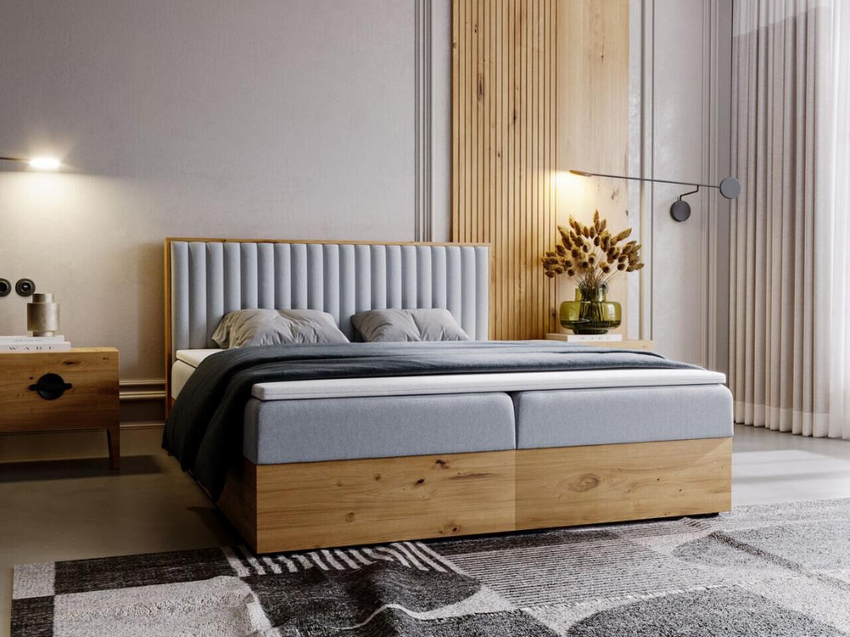 BOXBETT Forest 140x200 Hellgrau - Hellgrau, Holz/Textil (140/200cm) - Graingold