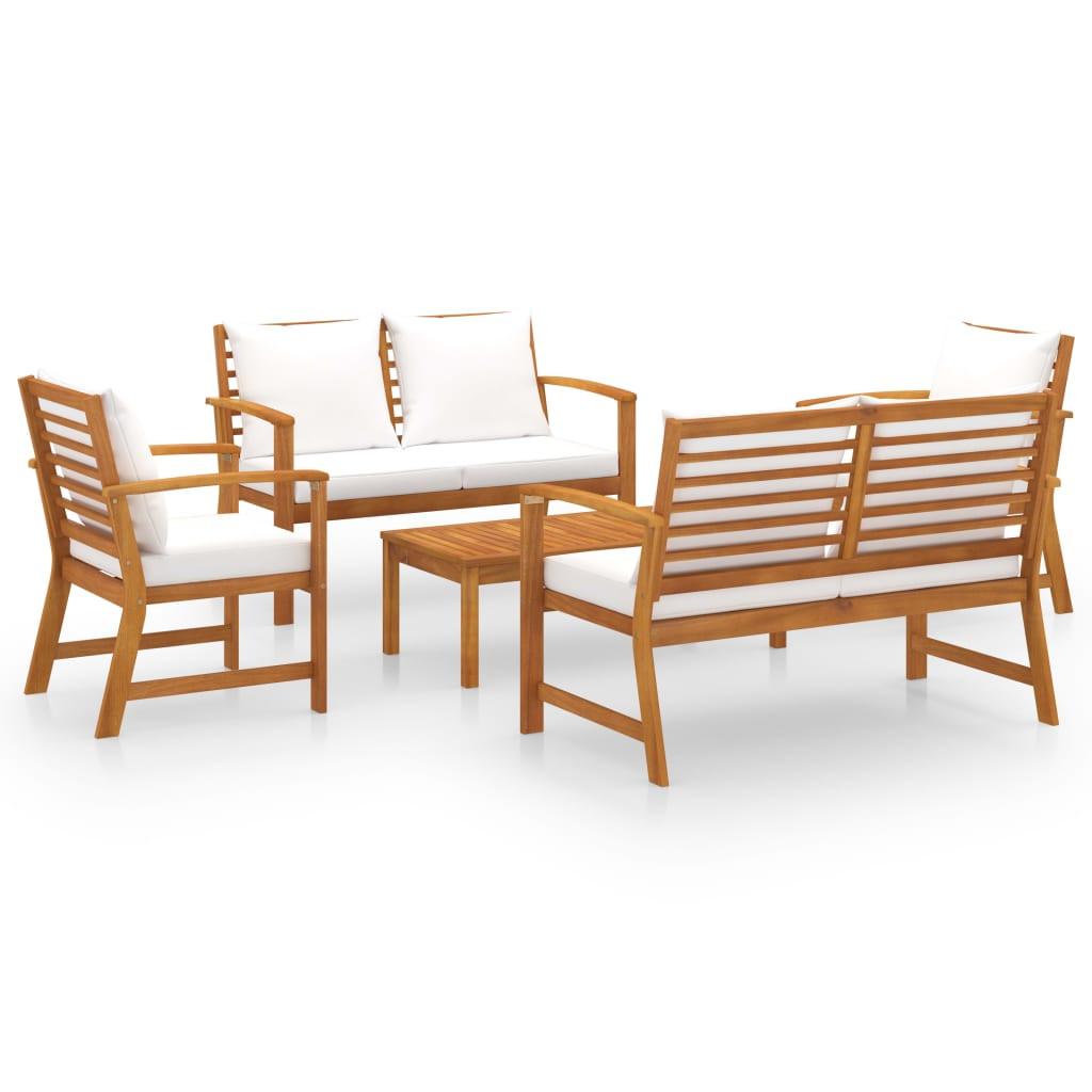 GARTENSET Reidy 5-teilig - Creme, Holzwerkstoff - Nettlife