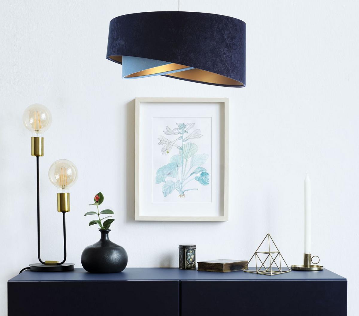 HÄNGELEUCHTE Blau 50/23 cm - Goldfarben, Kunststoff (50/1/23cm) - ONZENO