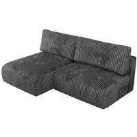 ECKSCHLAFSOFA VIVO L Dunkelgrau Cord - links - Dunkelgrau/Schwarz, Kunststoff/Textil (223/150cm) - MKS