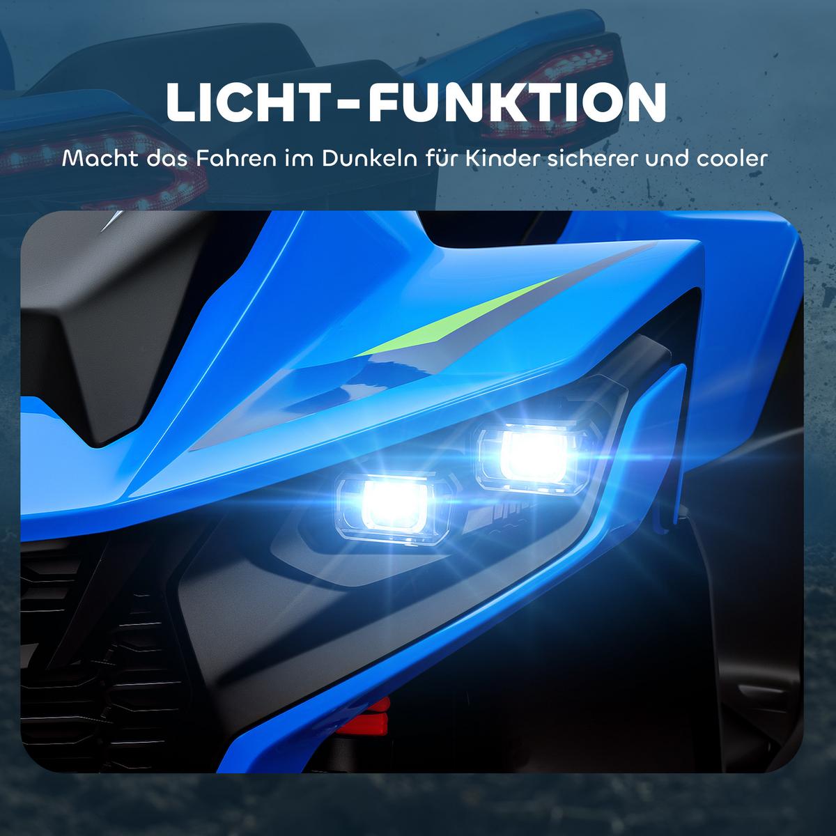 ELEKTRO Quad für Kinder 12V Elektro Kinderquad mit 2 Motor, 3-6km/h, Blau - Blau, Kunststoff (109/69/75cm) - AIYAPLAY