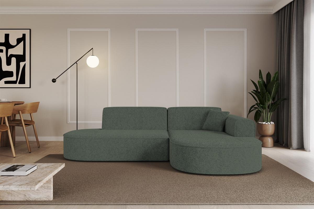 ECKSOFA Ottomane Rechts MARI-L1 - 243x171x79 cm Grün Tissu - Schwarz/Grün, Holzwerkstoff/Kunststoff (171/243cm) - ALTDECOR