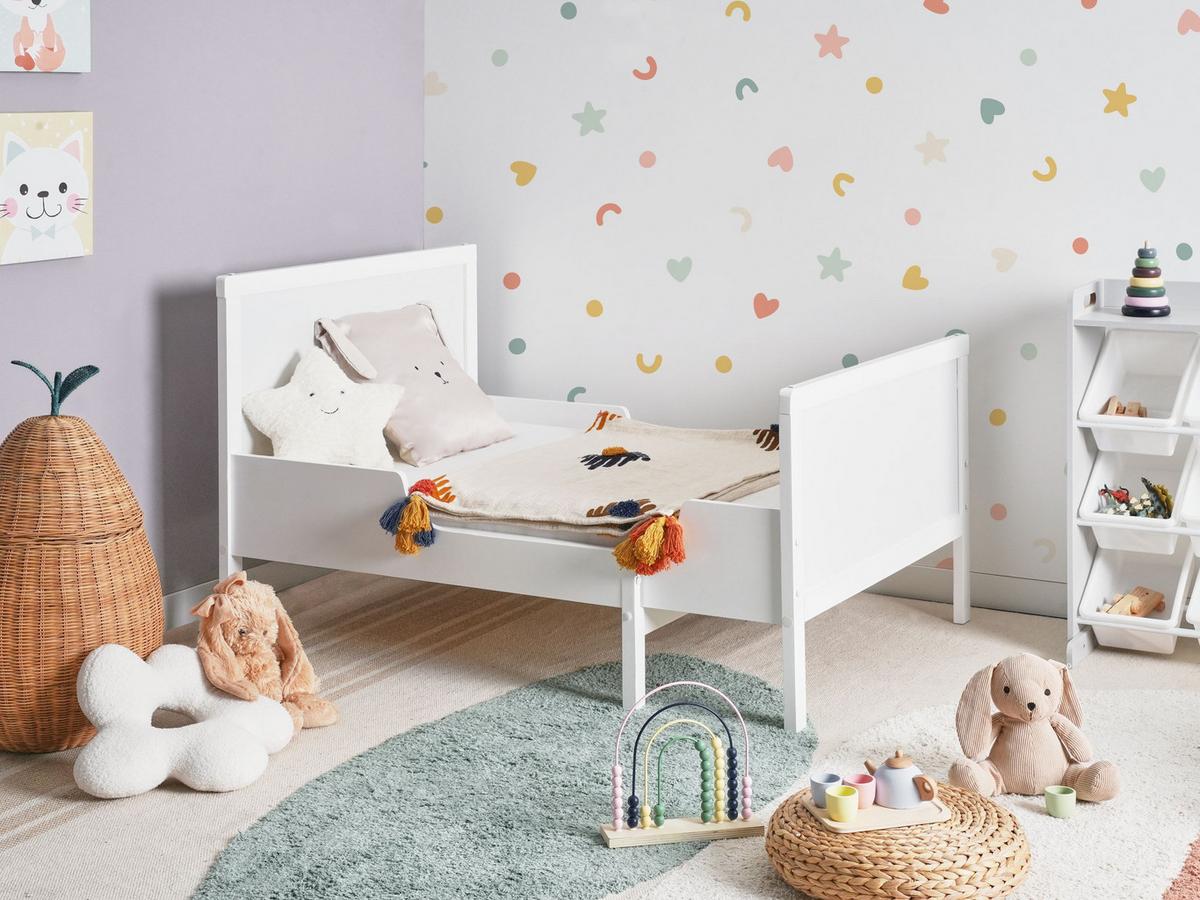 KINDERBETT mitwachsend 90x130/160/200 cm Weiß Montigny - Weiß, Holz - Beliani
