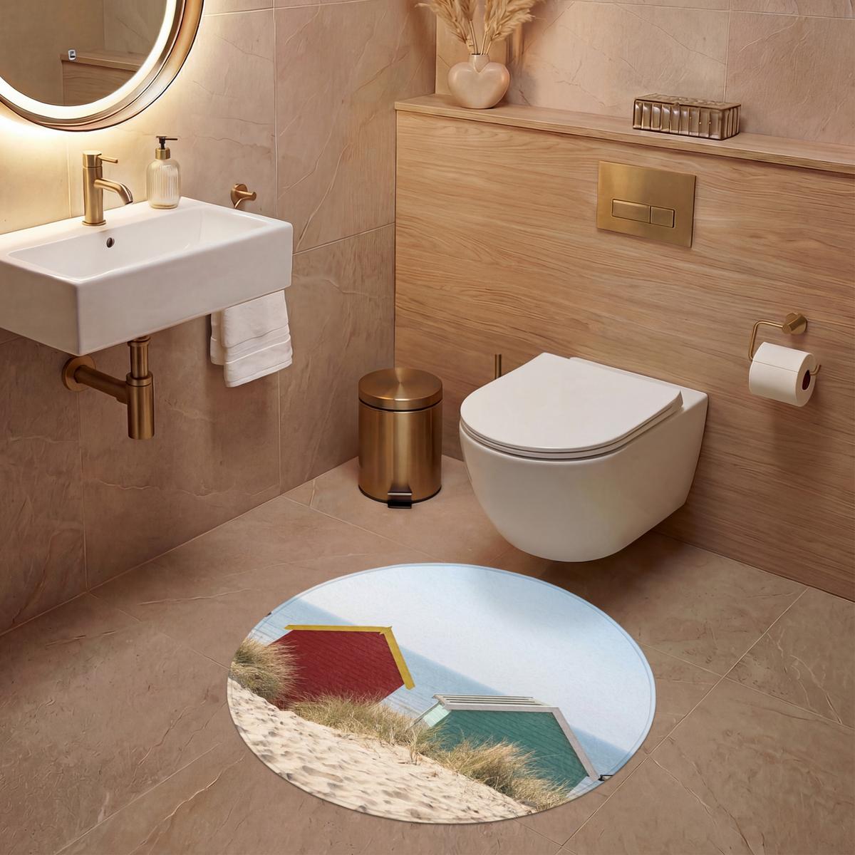 WC-VORLEGER Strand - Ferienhäuser - Farbenfroh - Dünen Toilettenteppich 70x70 cm - Multicolor, Textil (70/1cm) - OnlyWow