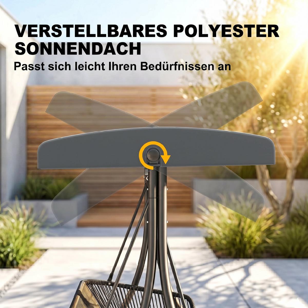 RATTAN-SCHAUKEL Metall Dunkelgrau - Dunkelgrau/Schwarz, Textil/Metall (120/172/178cm) - Outsunny