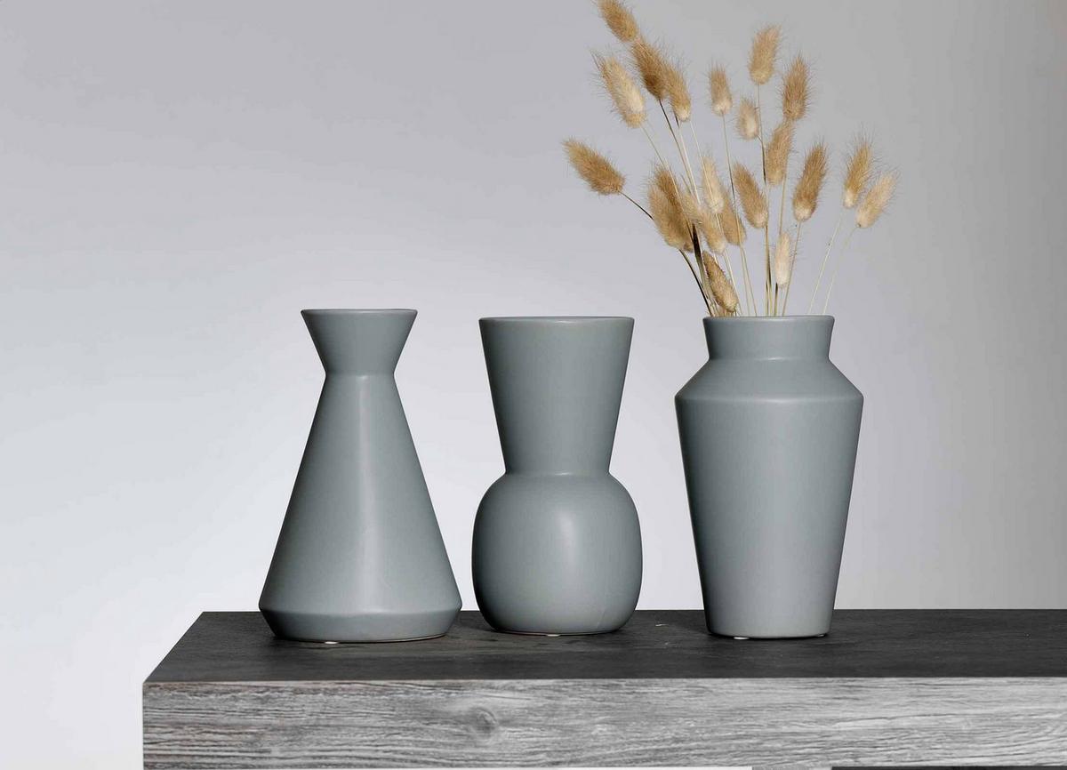 VASEN-SET Kalmar grau 20 cm 3-tlg. - Grau, Keramik (20cm) - Ritzenhoff Breker