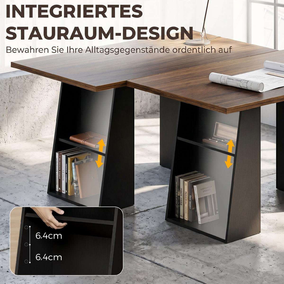SCHREIBTISCH Spanplatte MDF Braun Schwarz - Schwarz/Braun, Holzwerkstoff (140/78/75cm) - HOMCOM