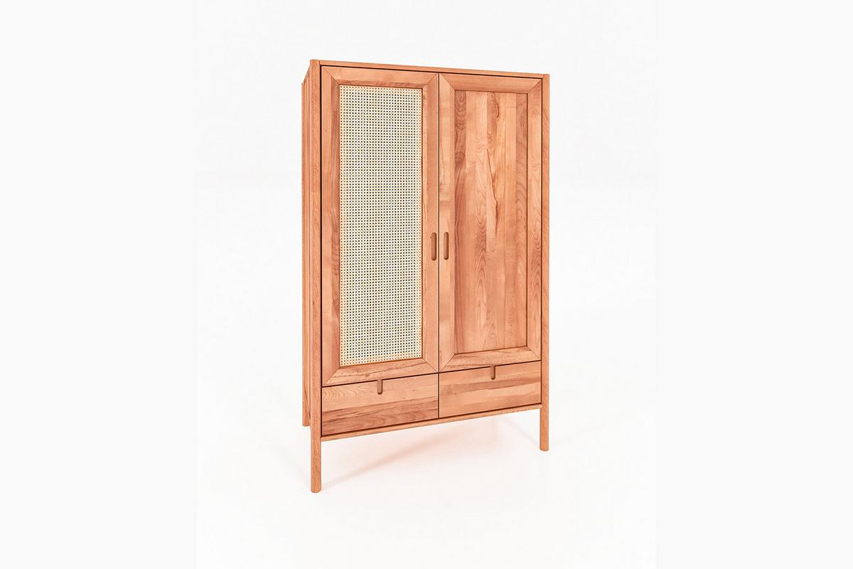 KLEIDERSCHRANK MIT SCHUBLADE INA Kernbuche - Creme, Holz (108/175/60cm) - byoak