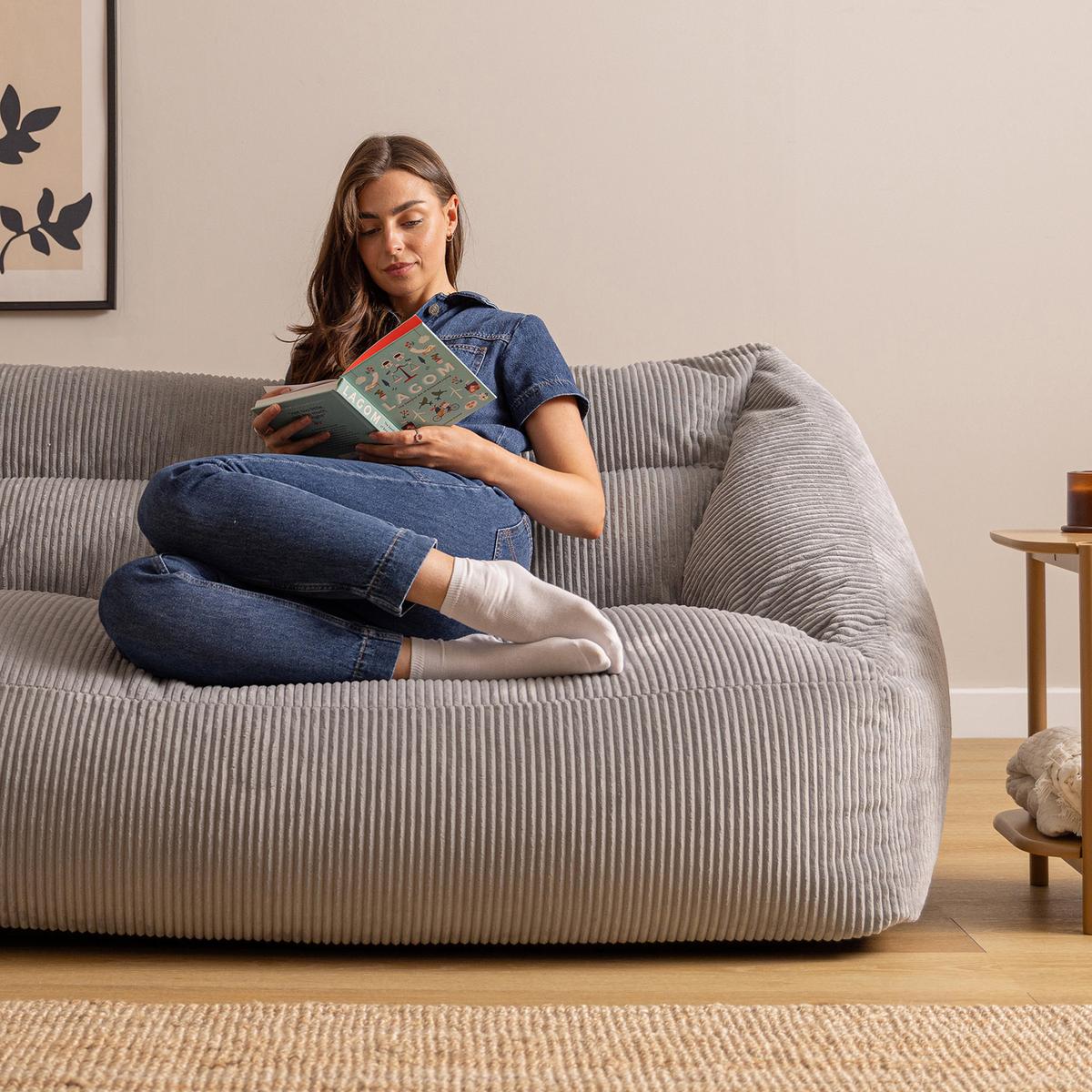SITZSACK Sofa Cecilia Cord - Grau, Textil (160/70/93cm) - icon