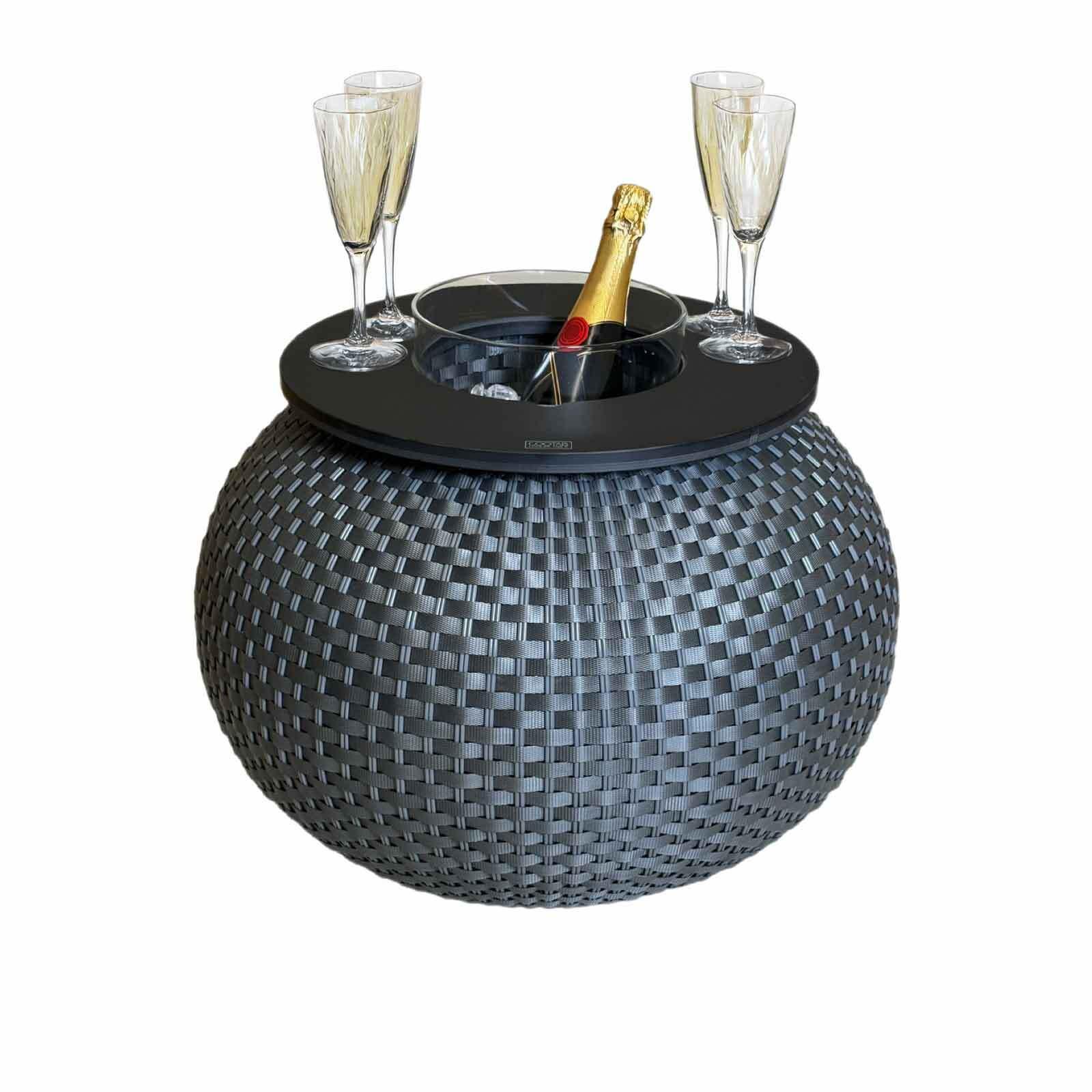 3-IN-1 LOUNGETISCH MIT ACRYL-KÜHLER Milano Anthrazit/Schwarz 40 cm - Anthrazit/Schwarz, Kunststoff (55/55/40cm) - COOTAB Cooler Table