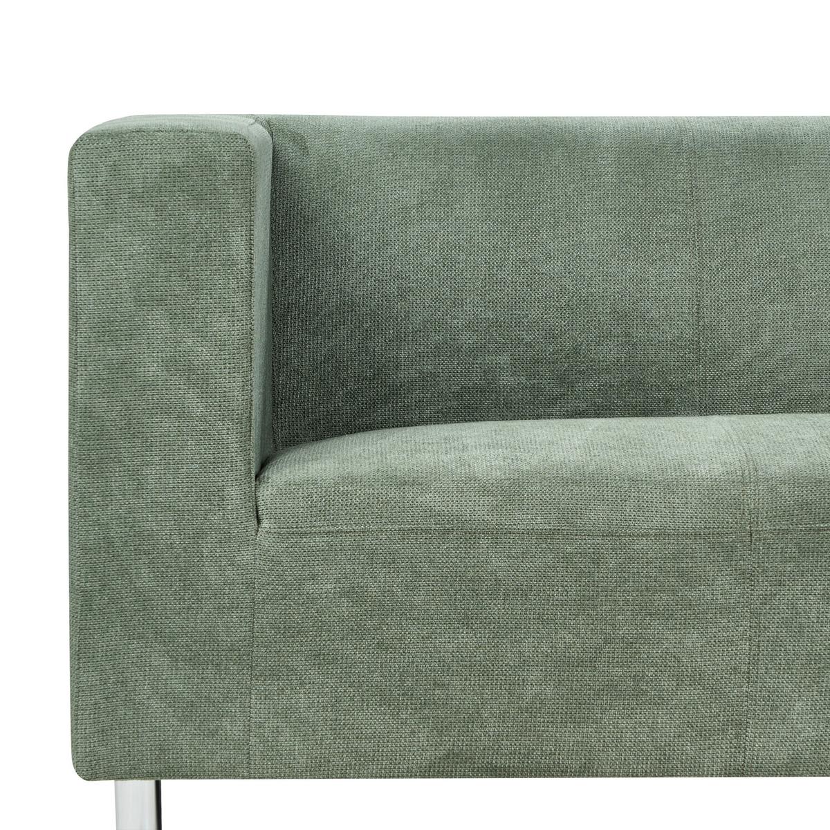 3-SITZER-SOFA Stoff grün Floro - Silberfarben/Grün, Textil (179/74/83cm) - Beliani