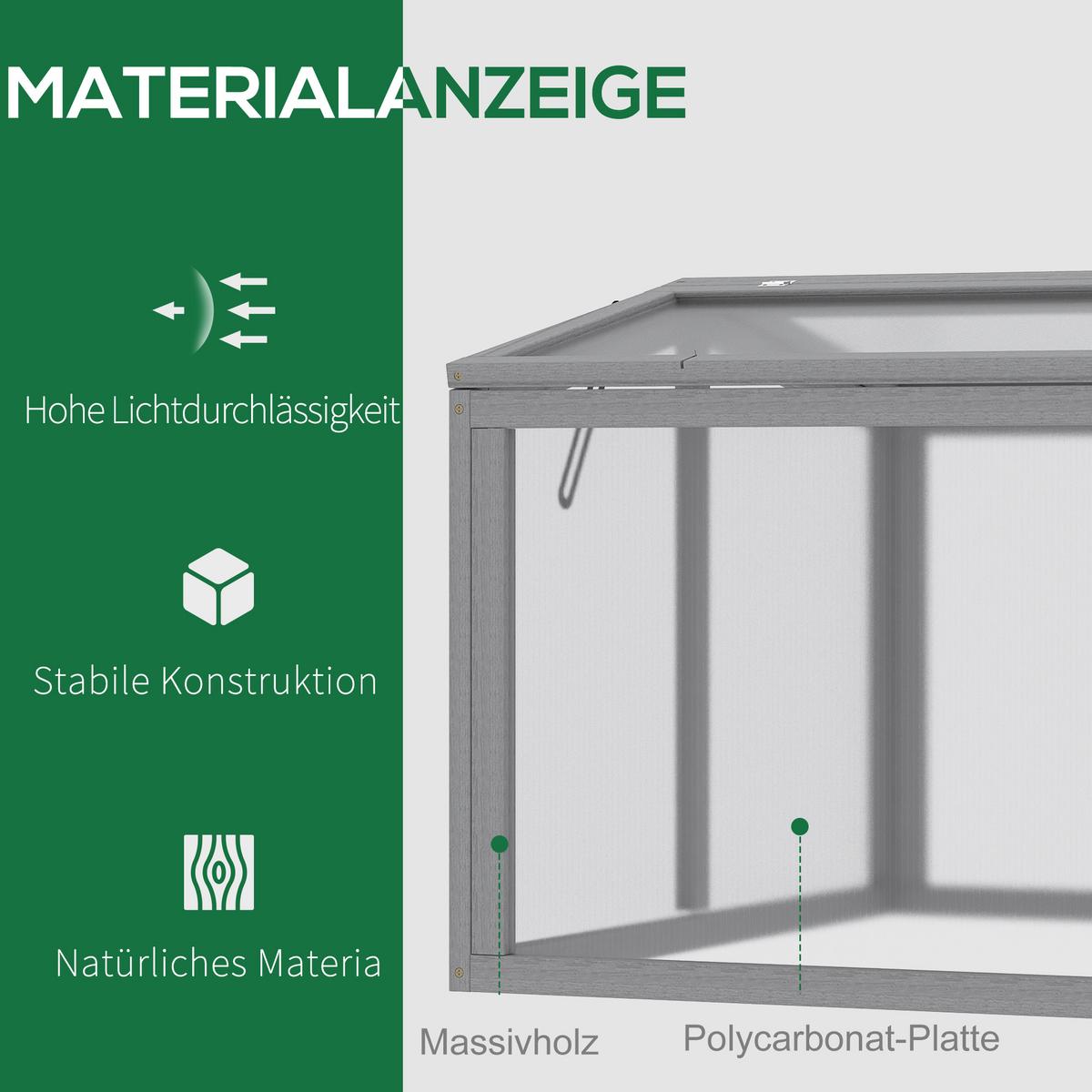 FRÜHBEET Treibhaus wetterfest, Hellgrau - Hellgrau, Holzwerkstoff (80/58/90cm) - Outsunny