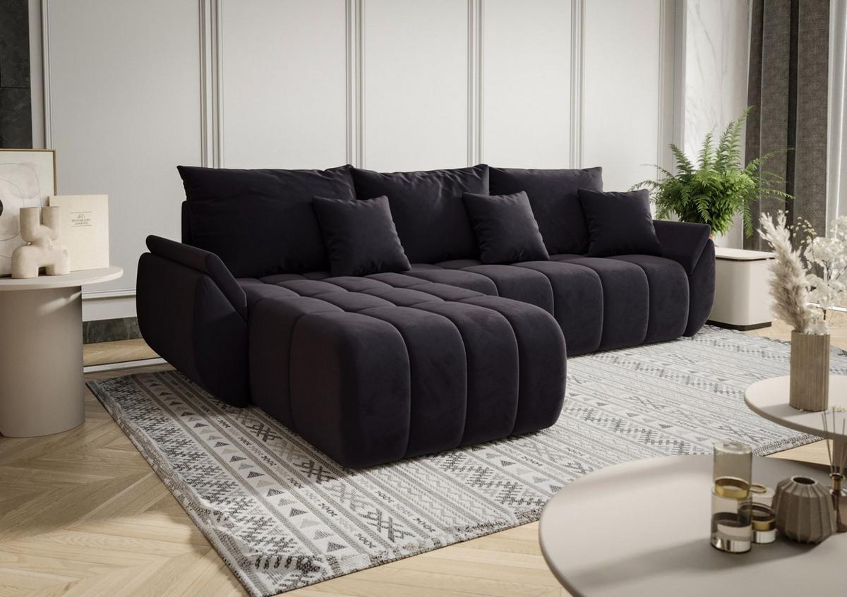 ECKSOFA Louise - Anthrazit, Holzwerkstoff/Textil (185/280cm) - Fun Möbel