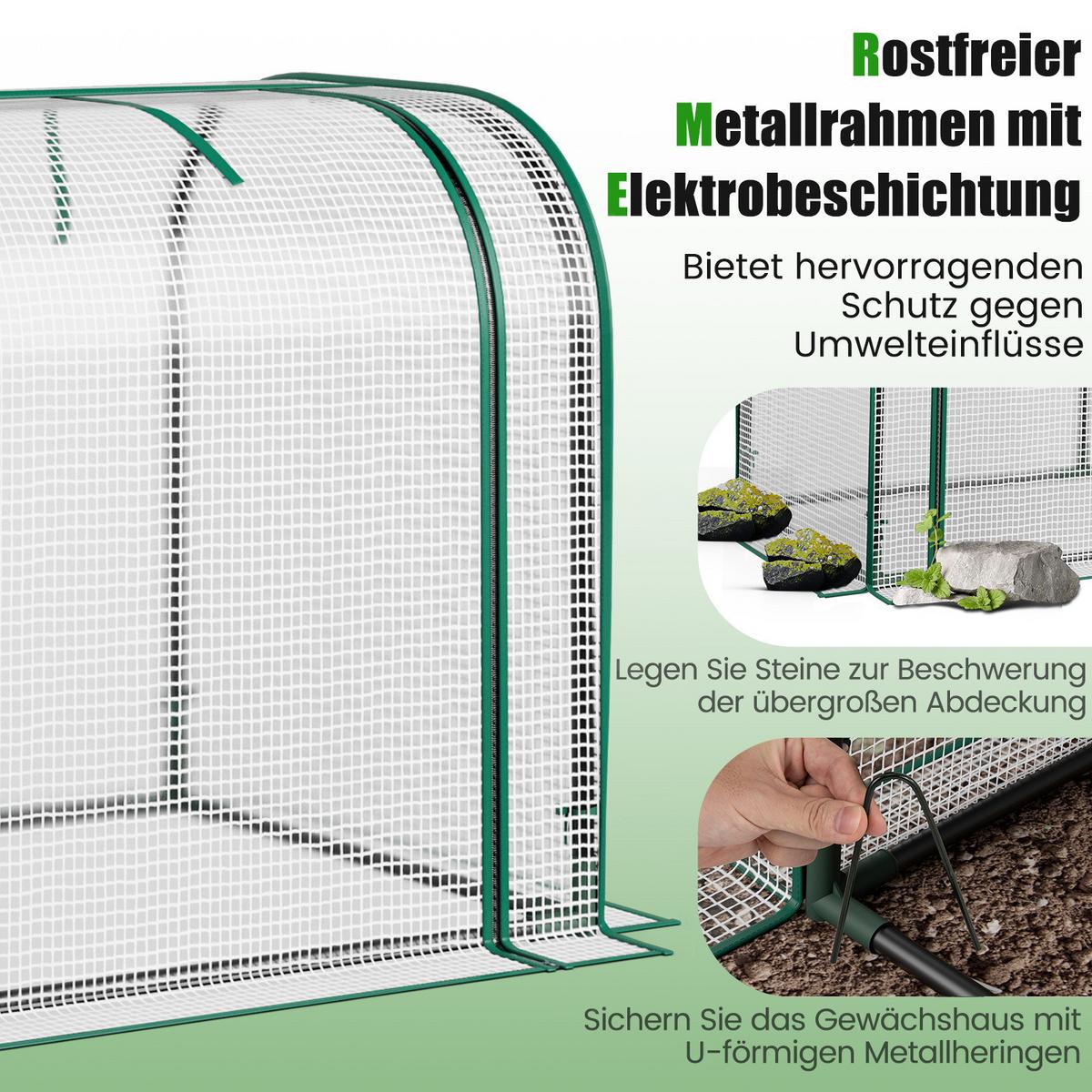 GEWÄCHSHAUS Weiß - Weiß, Metall (118/60/55cm) - COSTWAY