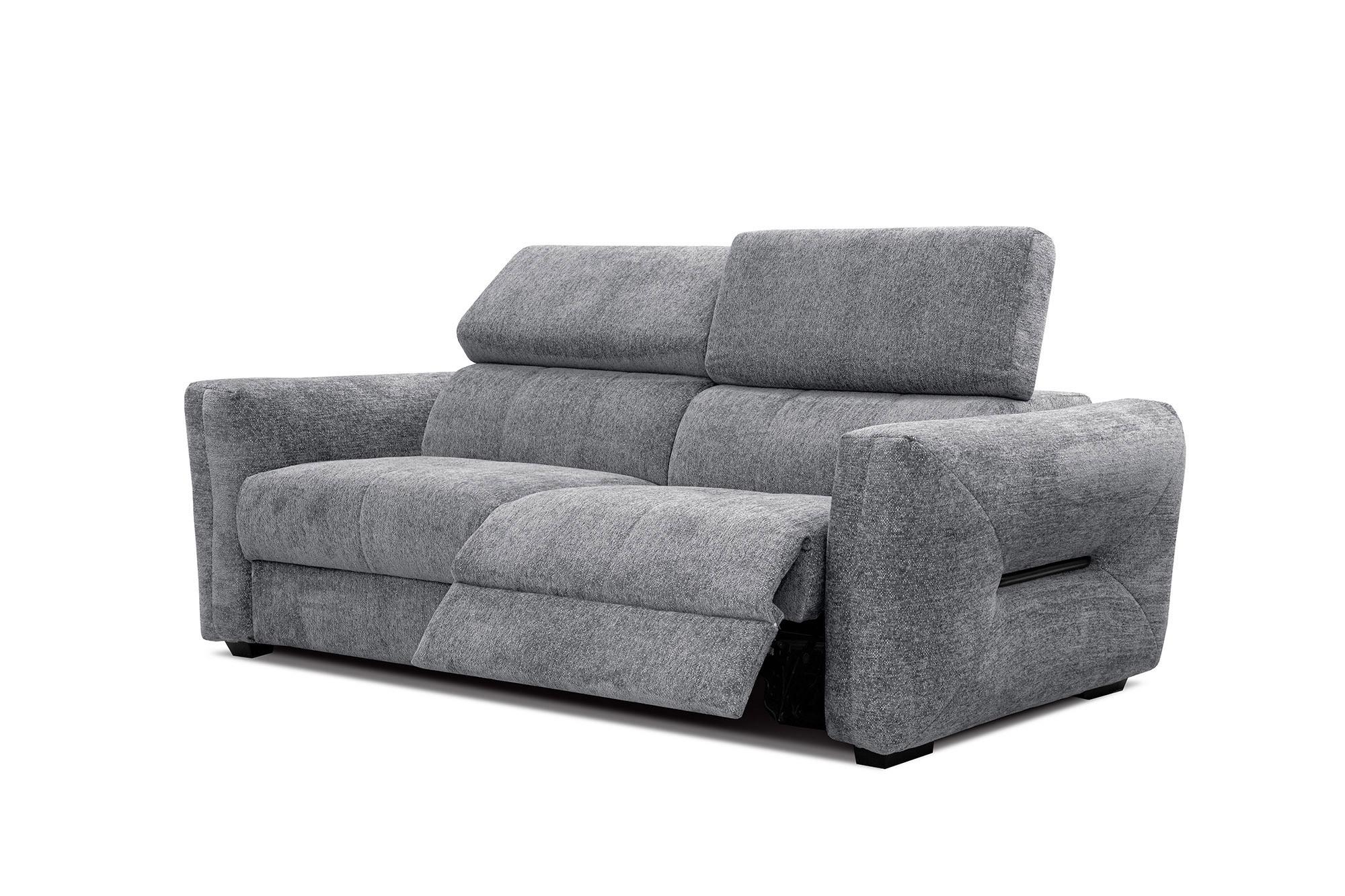SOFA CALVERA 3-Sitzer mit 1 Relaxfunktion, grau - Grau, Holzwerkstoff/Textil (204/79/106cm) - Wozimo