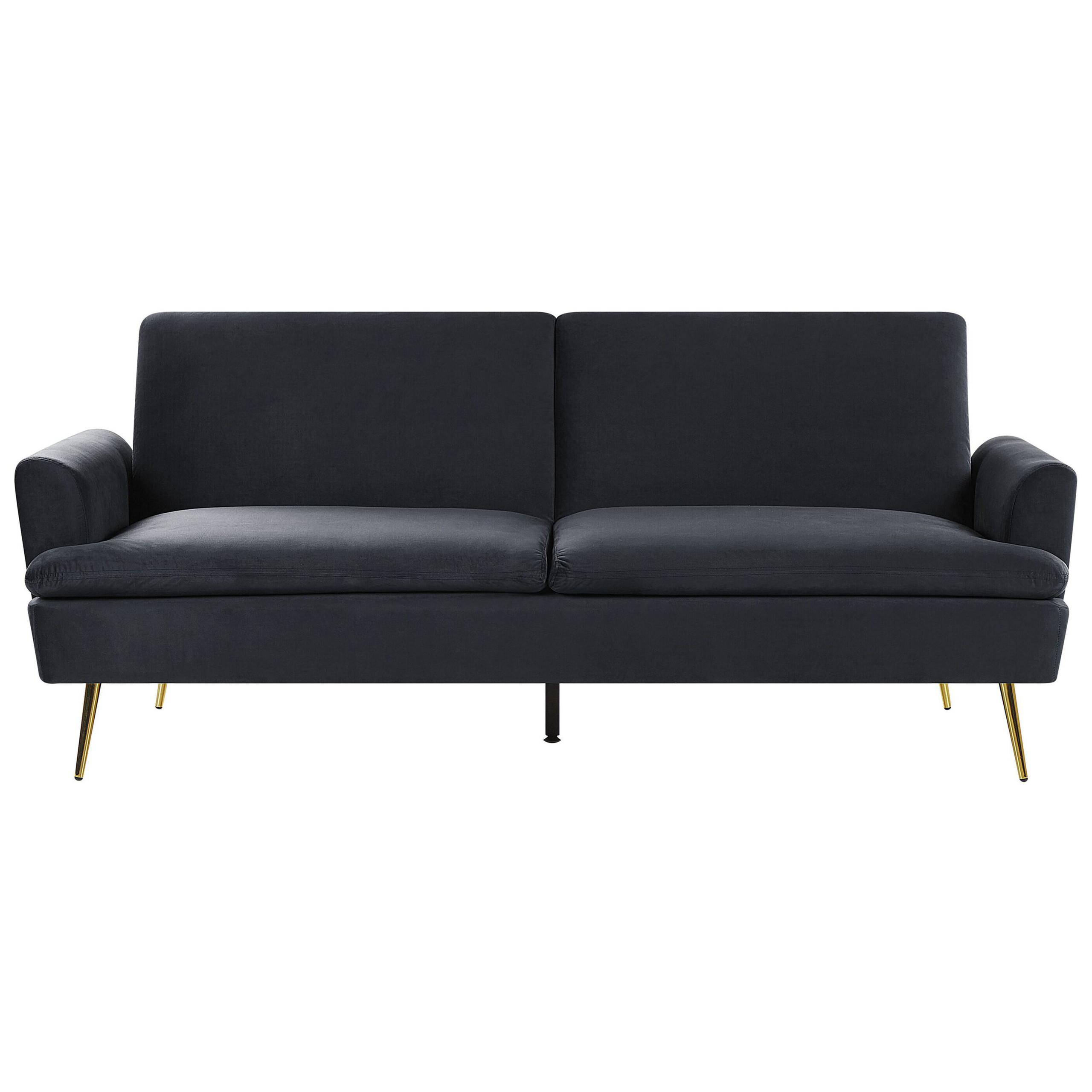 3-SITZER-SCHLAFSOFA Samtstoff Schwarz Vettre - Schwarz, Textil (210/88/84cm) - Beliani