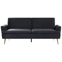3-SITZER-SCHLAFSOFA Samtstoff Schwarz Vettre - Schwarz, Textil (210/88/84cm) - Beliani