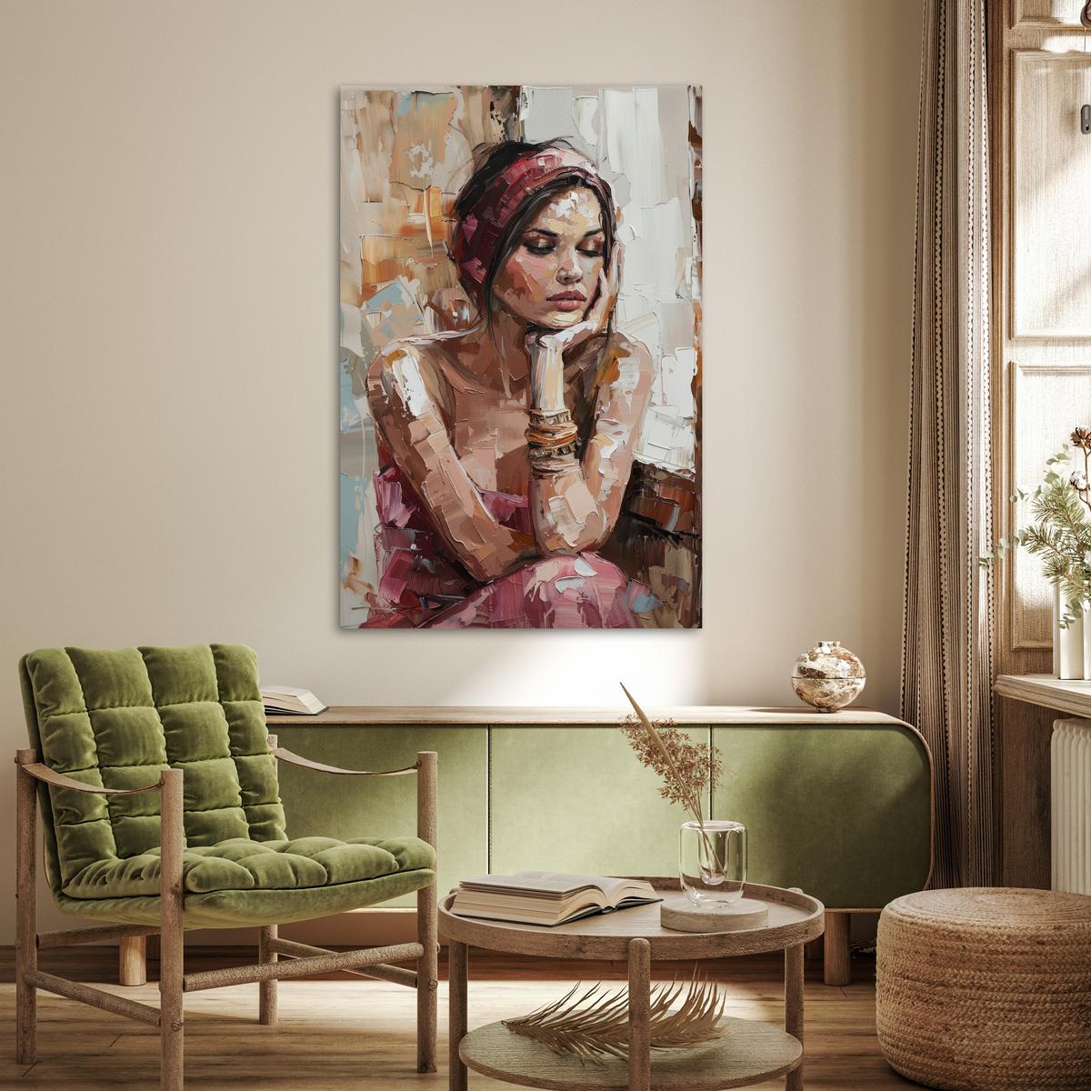 POSTER Frau - Lackierung - Porträt - Modern Wandbild Schlafzimmer 80x120 cm - Altrosa, Papier (80/120/0.1cm) - MuchoWow