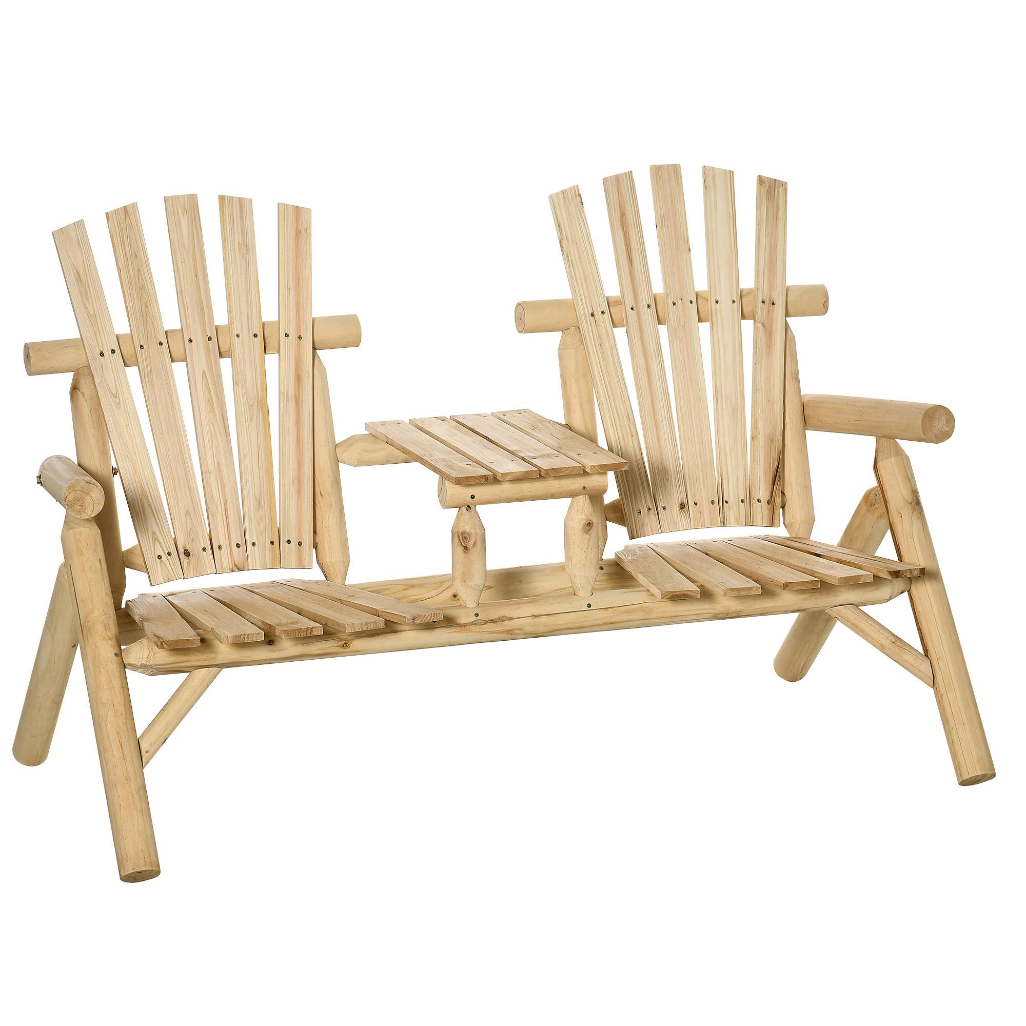 GARTENBANK mit Tisch, Massivholz, Natur, 157 x 88 x 103 cm - Naturfarben, Holz (88/103/157cm) - Outsunny