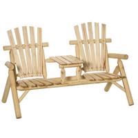 GARTENBANK mit Tisch, Massivholz, Natur, 157 x 88 x 103 cm - Naturfarben, Holz (88/103/157cm) - Outsunny