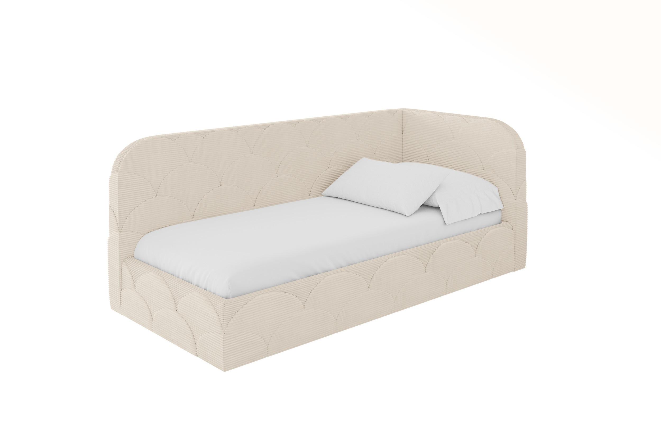 EINZELLBETT Jugendbett mit Bettkasten, Links - ELRY 100x200 Beige - Creme, Holzwerkstoff/Textil (100/200cm) - ALTDECOR
