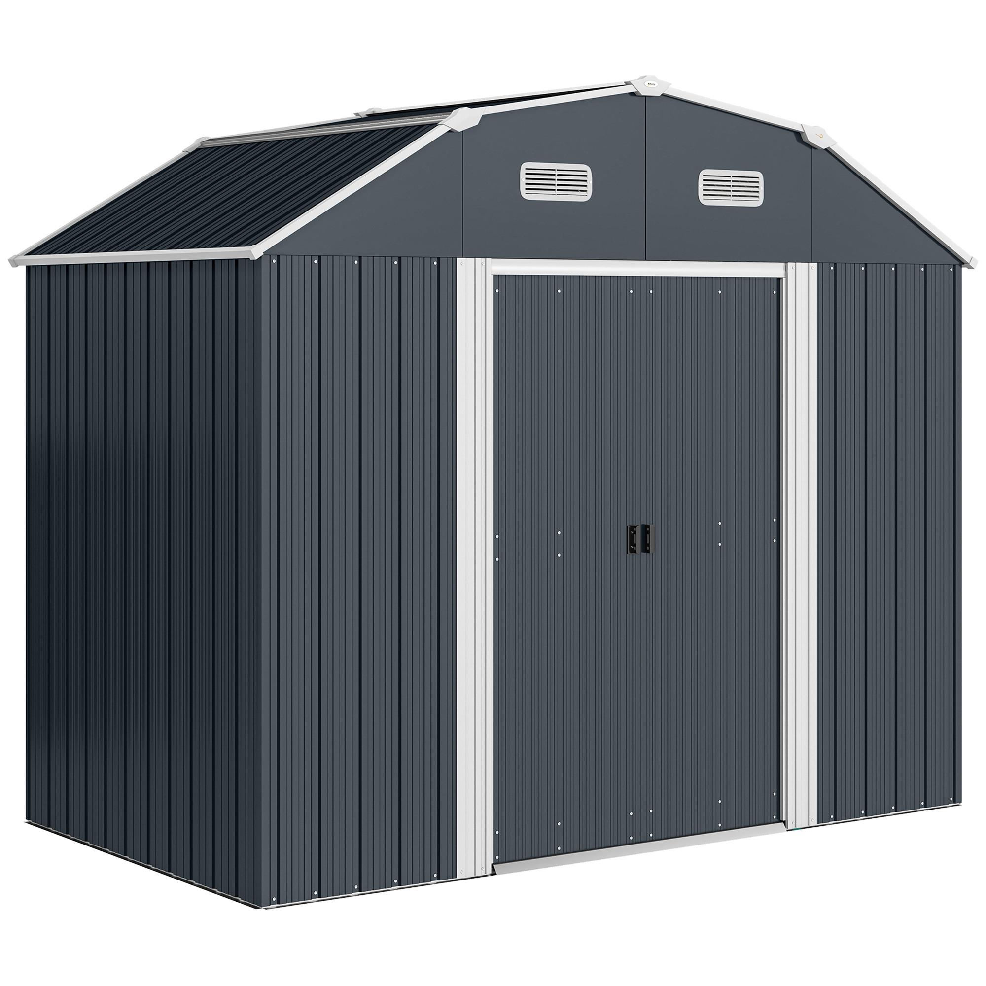 GERÄTEHAUS aus Stahl, 2,7 m² Geräteschuppen mit UV-Schutz, Dunkelgrau - Dunkelgrau, Metall (132/198.5/238cm) - Outsunny