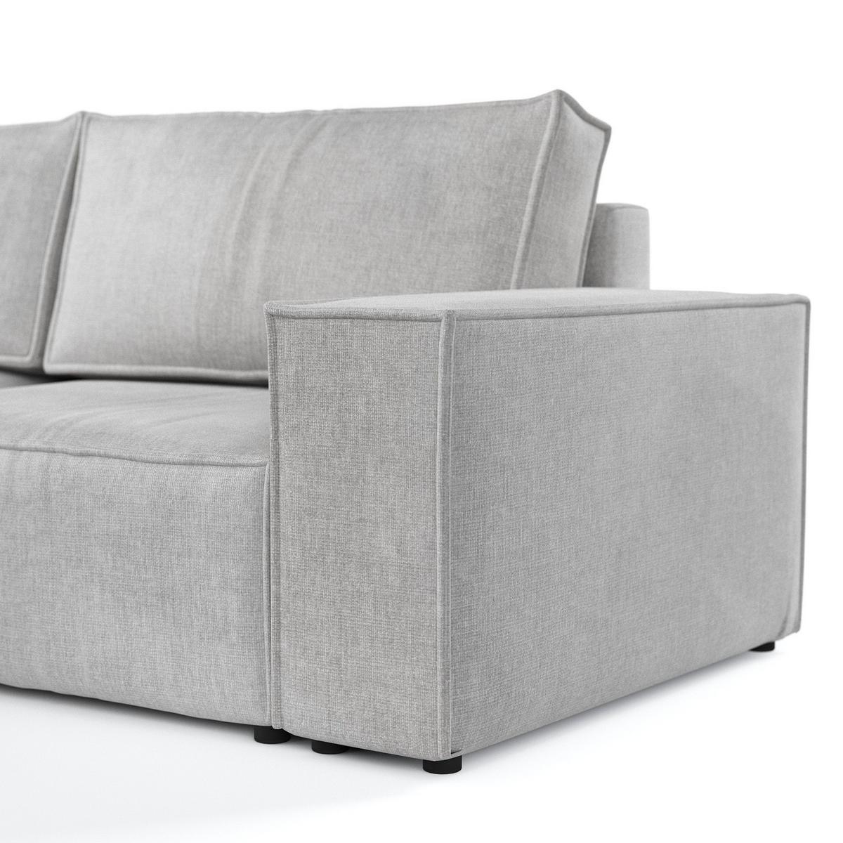 ECKSOFA CAVO mit Schlaffunktion Hellgrau im Wind Stoff - Hellgrau/Schwarz, Holz/Holzwerkstoff (255/148cm) - AltaBeds
