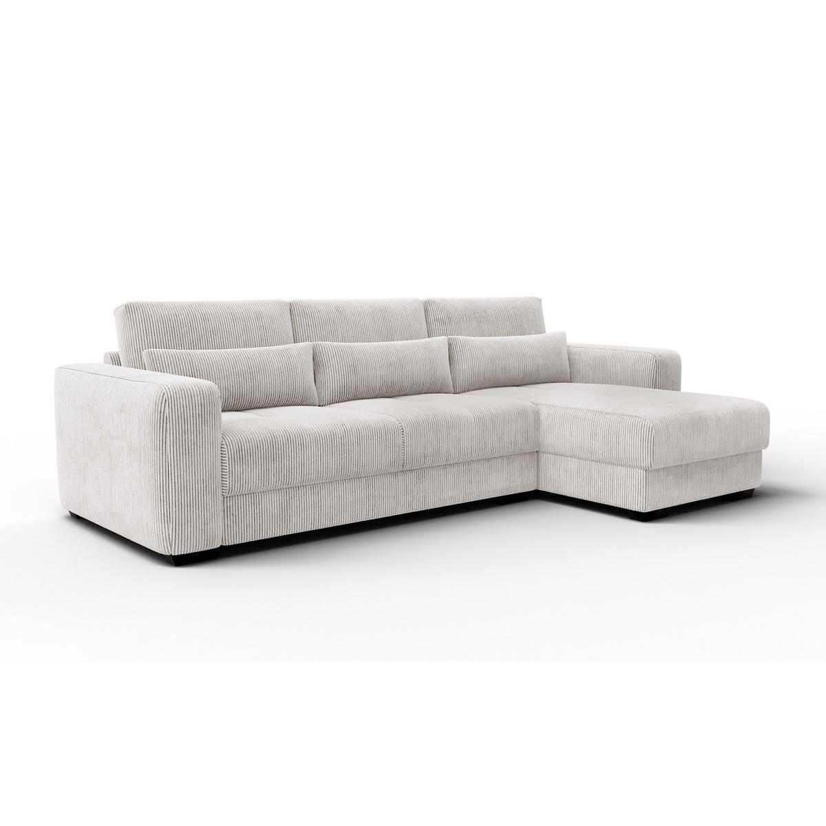 ECKSOFA OLI 4-Sitzer rechts, perlweiß - Weiß, Holz/Textil (295/172cm) - Wozimo