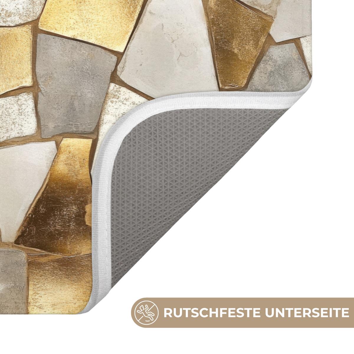 BADEMATTE Mosaik - Marmor - Gold 80x50 cm - Champagner, Textil (80/50cm) - OnlyWow