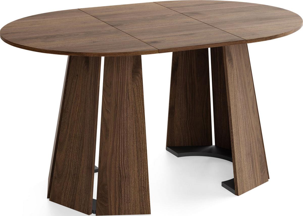 ESSTISCH Lunda rund ausziehbar verlängerbar, Wallnuss Dunkelbraun 100-140/100/76 cm - Walnussfarben/Schwarz, Holzwerkstoff (100/140/76cm) - WFL GROUP