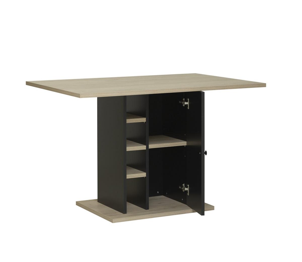 RECHTECKIGER Esstisch mit Aufbewahrung Oxford - Französische Herstellung - 80/120/75 cm - Schwarz, Holzwerkstoff (27.94/120/75cm) - Calicosy